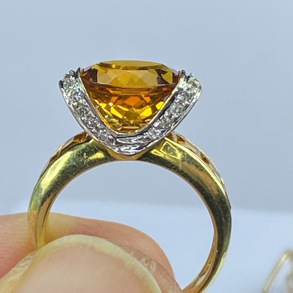 H Stern 18K/14 yellow gold oval Citrine Diamond earrings ring set 14.0g JR78323 - Picture 7 of 11